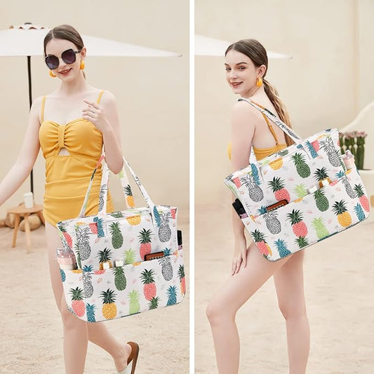 Bluboon Waterproof Beach Tote Pool Bags for Women Ladies Extra Large Carry On Bag With Wet Compartment for Weekender Travel