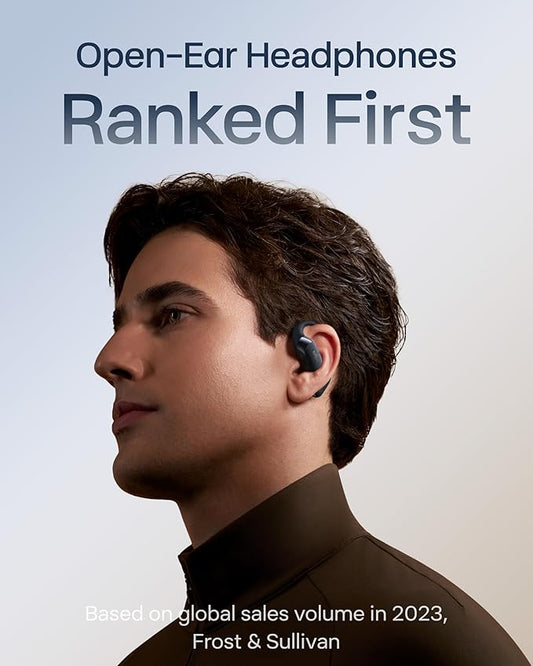 SHOKZ New OpenFit 2+ Open-Ear Headphones, Dolby Audio Enabled, Comfortable Earbuds with Soft Ear Hooks, 48H Playtime, IP55 Water-Resistant, USB-C Fast Charging, Wireless Charging, Carrying Bag, Black