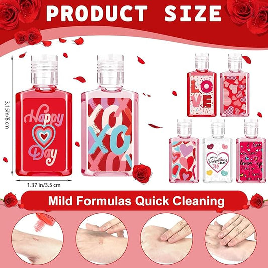 50 Pcs Valentines Mini Hand Sanitizer Bulk Valentine's Gift Favors Small Hand Soap for Guest 1fl Oz Travel Size Hand Soap Gift for Valentine Party Supplies