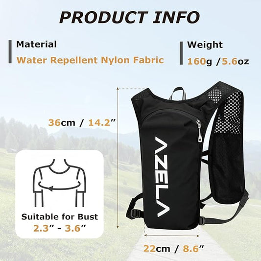 YAPJEB Lightweight Hydration Pack Backpack Vest, Optional 1.5L 2L BPA Free Water Bladder - Leakproof Breathable for Men Women Running Hiking Cycling Marathon