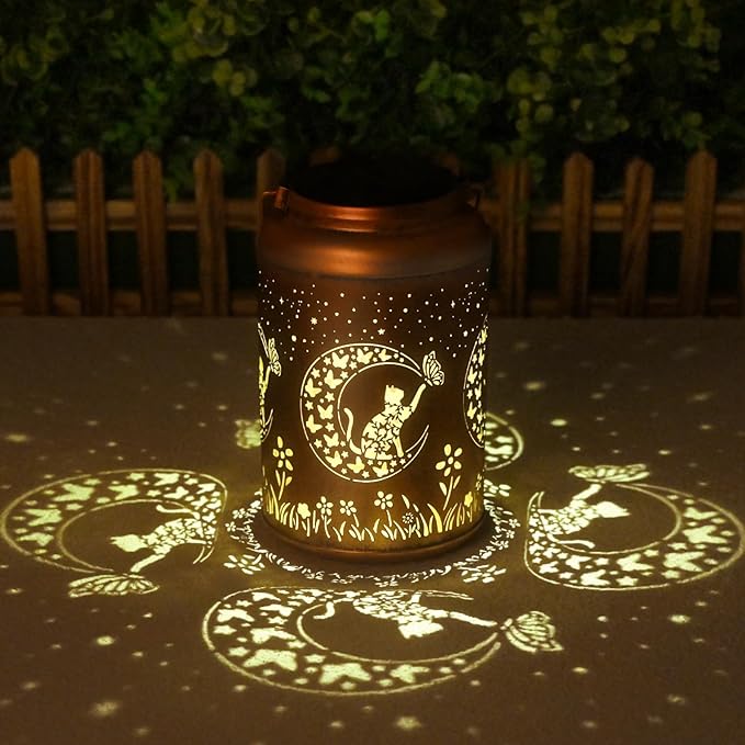 Christmas Gifts for Women Men Mom, Cat Solar Lights Outdoor Waterproof, Mothers Day Gifts Decorations Outside for Yard, Lawn, Balcony Garden Decor Solar Lantern