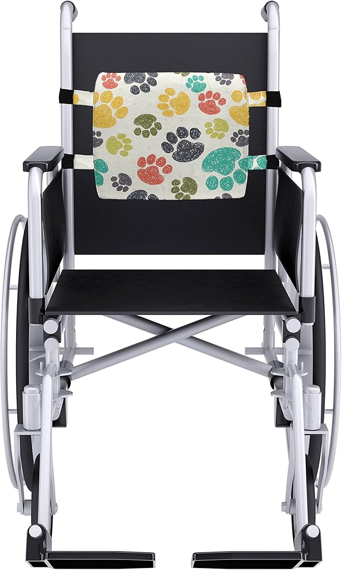 Ambesonne Dog Lover Lumbar Pillow, Hand Drawn Paw Print Doodles Circular Pattern Drawing Style Animal, Soft Back Cushion for Office Chairs with Adjustable Straps, 14" x 13", Charcoal Beige