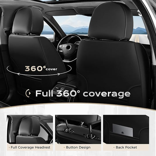 Coverado Seat Covers, Car Seat Covers Front Seats, Car Seat Cover, Car Seat Protector Waterproof, Car Seat Cushion Nappa Leather, Seat Covers Carseat Cover Universal Fit for Most Cars