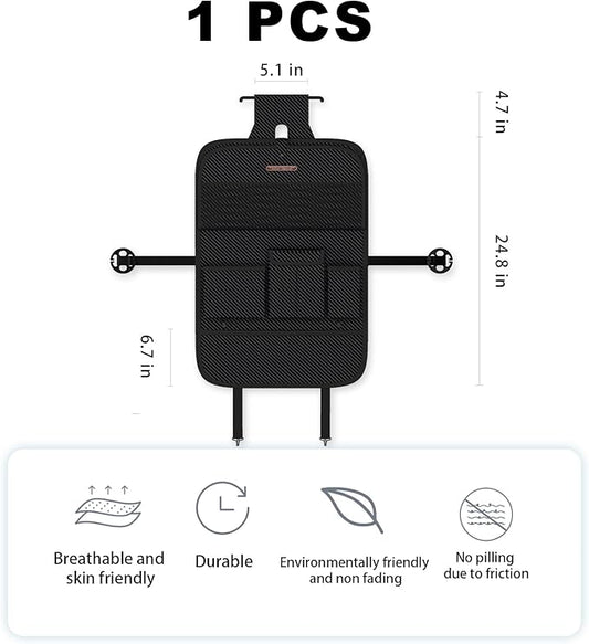 Car Seat Organizers,Multi-functional Back Seat Protectors, Storage Pouches, and Tray Holders (for Cars, Kids, Seat Back and Rear Seats) (Carbon Fiber, 1 Pcs)