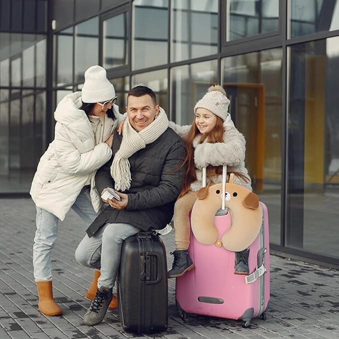 Travel Neck Pillow for Kids Adult, Cute Labrador Kids Travel Pillow, Cartoon Neck Pillow for Traveling, Soft U Shaped Travel Pillow for Airplane, Car, Recline, Sleeping