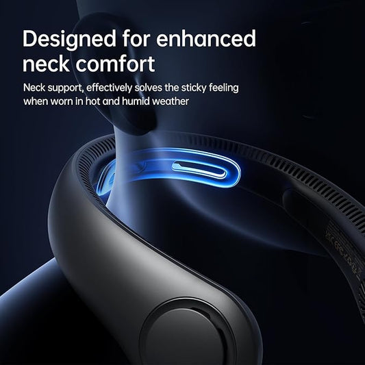 JISULIFE Portable Neck Fan Upgraded, Neckbrace Personal Hands Free, 5 Speed Gears Adjustment, 5000 mAh Wearable Bladeless Quiet Rechargeable for Outdoor Indoor, Gifts for Women Men- Black