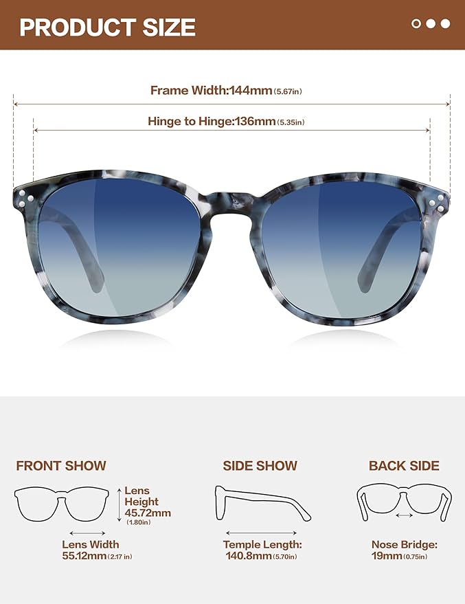 Polarized Sunglasses For Women UV - Protection Womens Trendy Fashion Large Shades With Acetate Frame BC2110