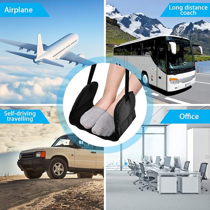 Airplane Footrest Made with Premium Memory Foam - Airplane Travel Foot Hammock, No Clashing Foot Hammock & Portable Plane Leg Rest, Provides Relaxation and Comfortable for Long Flight