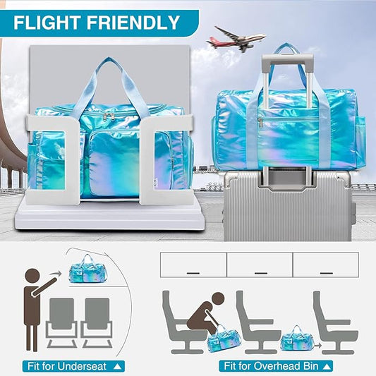 Small Gym Bag for Women, Travel Duffle Bag Carry On Weekender Bag with Shoe Compartment