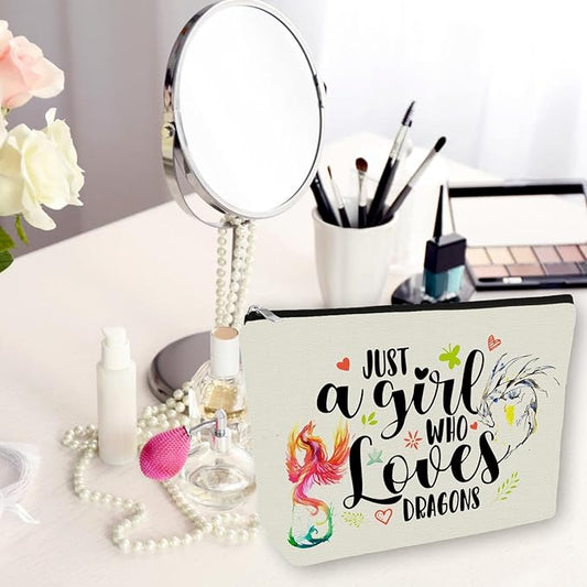 Dargon Makeup Bag Mom Gift: Perfect Cosmetic Bag Just A Girl Who Love Dargons For Daughters, Sisters, Friends,Teen Girls & Women.Ideal Gift For Travel, Birthdays, & Christmas.