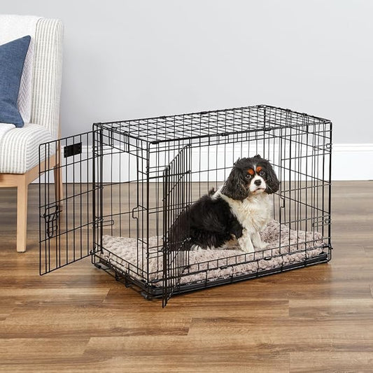 MidWest Homes for Pets 30-Inch Two-Door iCrate Folding Dog Crate with Divider Panel, Leak-Proof Tray & Secure Latches β Metal Wire Kennel for Medium Breeds β Portable, Durable & Easy to Assemble