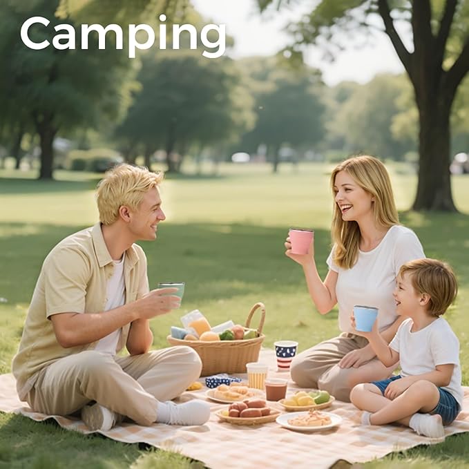 TakeToday 2PCS Collapsible Travel Cup - Silicone Foldable Water Cup, BPA-Free with Lid & Waterproof Bag - Drinking Cup Set for Camping, Outdoors & International Travel(8 Oz, Blue& Green)