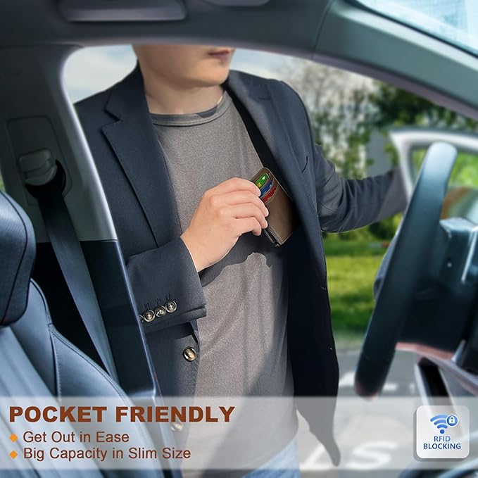 KEMISANT Men Wallet,Slim Wallet Card Case With Magnetic Billfold Flip,Pop-up Access for 12Cards RFID Blocking