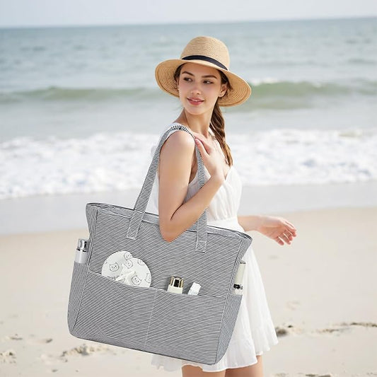 Bluboon Waterproof Beach Tote Pool Bags for Women Ladies Extra Large Carry On Bag With Wet Compartment for Weekender Travel