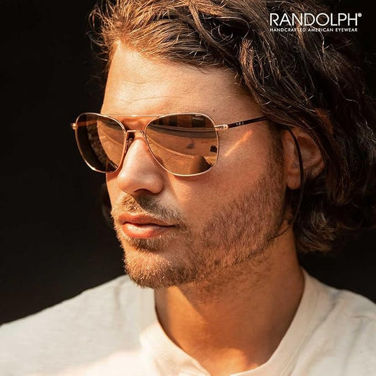 Randolph Eyewear Aviator Sunglasses for Men & Women – Non-Polarized & Polarized Lenses, 23k Gold UV Protection Sunglasses
