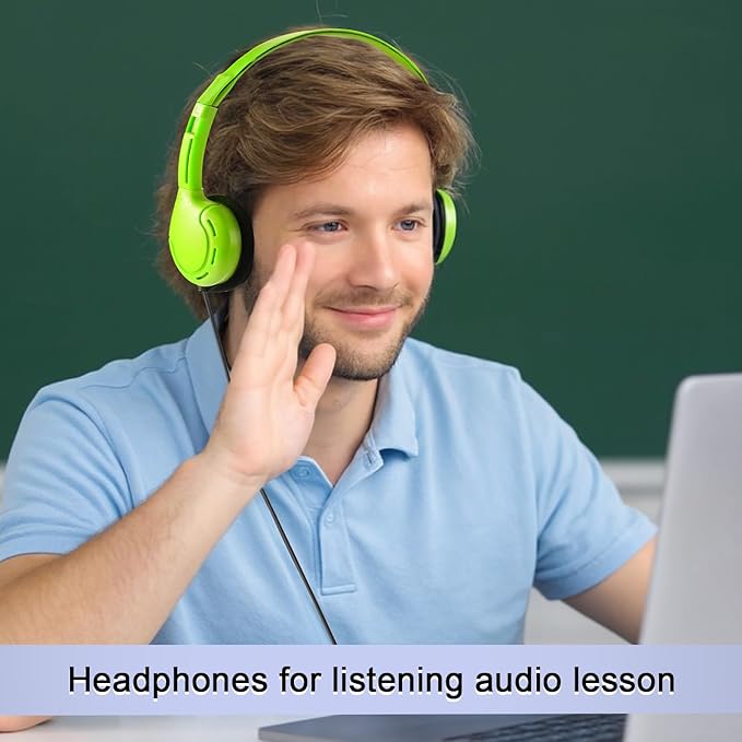 Yunsailing 30 Pack Bulk Over Ear Headphones Set On Ear Headsets Earphones with Adjustable Headband and 3.5mm Plug for Group Learning, Computer Lab, Library, Online Lesson (Vivid Color)