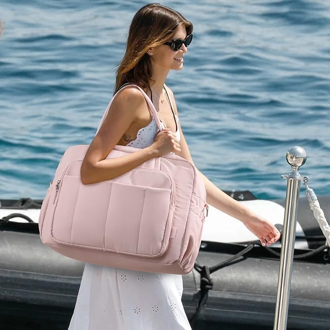 CLUCI Weekender Travel Bag for Women Puffer Tote Bag Carry On Duffle Overnight Bags with Shoe Compartment