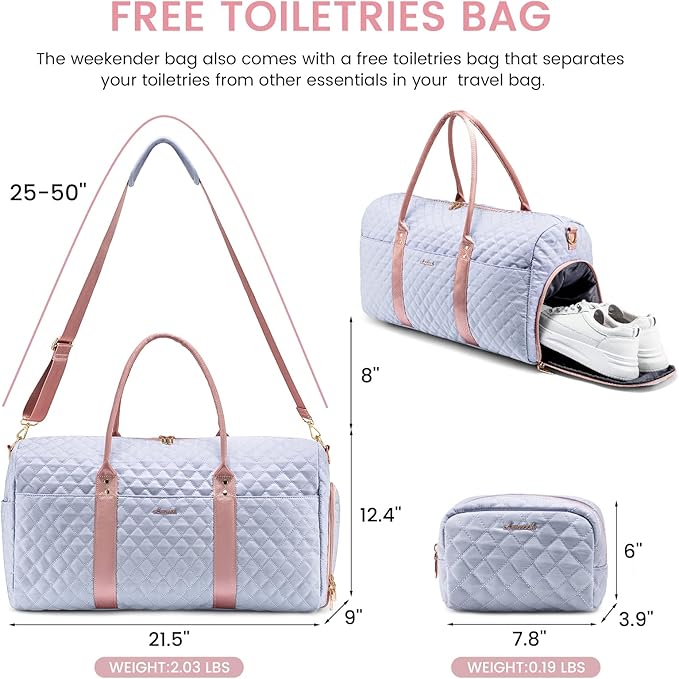 LOVEVOOK Travel Duffle Bag,Weekender Bags for Women Overnight Bag with Shoe Compartment, Carry on with Toiletry Bag,Duffel Bag with Wet Pocket,Hospital Bags for Labor and Delivery