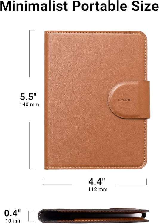 LHiDS Leatherette Passport Holder with RFID Protection, Premium PU Leather, Snap Button Closure, Travel Passport Wallet Cover for Passport, Boarding Passes, Business Cards, Cash (Classic Brown)