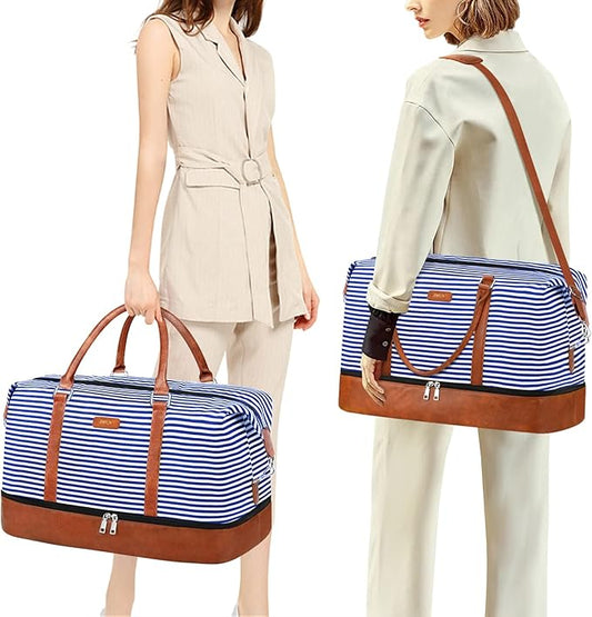 IBFUN Weekender Bags for Women - 21" Travel Duffle with Shoe Compartment - Carry On Overnight Duffel for Weekend Travel & Business Trips, 3PCS