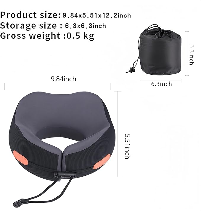 Travel Neck Pillow for Airplane, Ergonomic Design, Travel Pillow with Memory Foam, with 360-Degree Head Support, Adjustable Strapm, Secure Fit, for Flights, Car Rides, and Home Rest (Black)