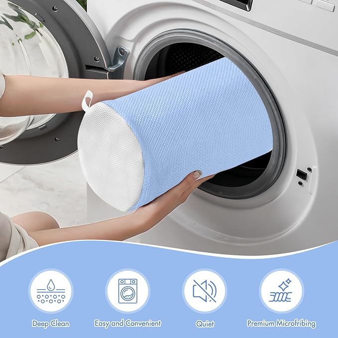 Shoe Washing Machine Bag for Washer and Dryer - Reusable Lint-free, Large Sneaker Laundry Bag for Tennis Home Shoe Washing Kit, Includes Shoes Trees to Prevent Deformation, Blue 2pcs