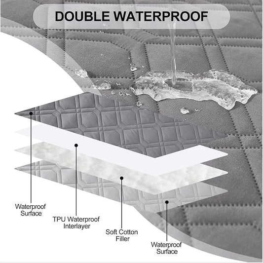 Smiry Waterproof Dog Blanket, 68x82 Inch Soft Pet Bed Cover Reversible, Washable Sofa Couch Furniture Protector for Small Medium Large Dog Puppy Cat, Geometric, Grey/Light Grey