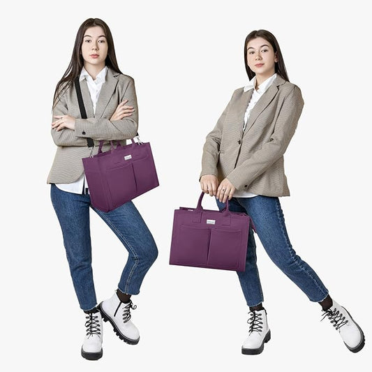 TOPDesign Heavy-Duty Canvas Tote Bag for Women, Adjustable Crossbody/Shoulder Handbag with 9 Pockets, Everything Tote