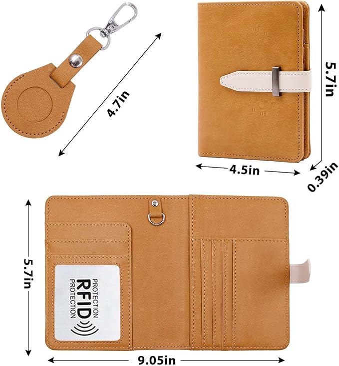 Passport Holder with Airtag for Women/Men,Airtag Passport Wallet for Travel,Cute Passport Holder Rfid Blocking,Travel Wallet for Cards Passport Cover Case (Coffee)