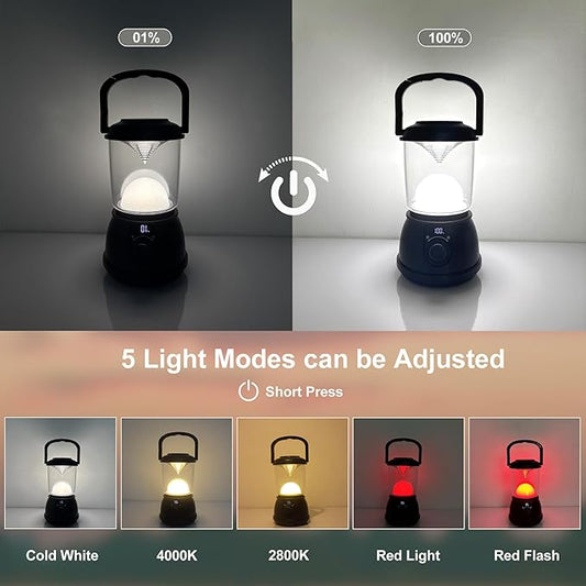 Camp Lantern, Led Camping Lantern Rechargeable 300 Lumen, Lanterns for Power Outages Lantern Camping Lights & Lanterns USB C 5V/2A IPX5 Waterproof for Outdoor Fishing Emergency