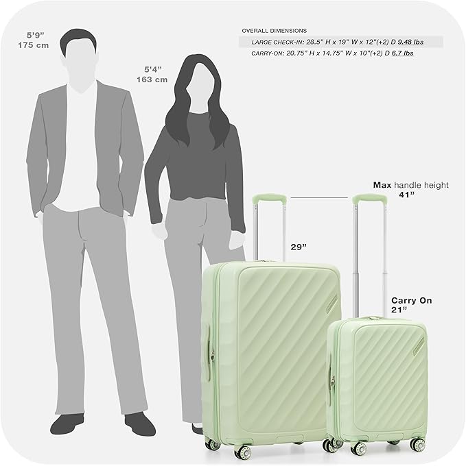 Traveler's Choice Elm Expandable Spinner Luggage Set, Glossy Mint, 29" Checked