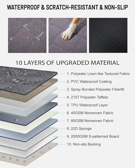 Back Seat Extender for Dog, Waterproof Dog Car Seat Cover for Back Seat, Hard Bottom Car Seat Cover, Large Space Hammock for Full-Size Crewcab Trucks, Pet Seat Cover Holds 450lbs(Grey)