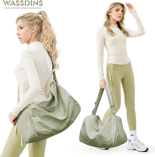 Small Gym Bag with Shoe Compartment, Workout Sport Duffle Bag for Women Travel, Waterproof Shoulder Overnight Bags Lightweight Carry on Tote Bags for Swim, Yoga, Dance