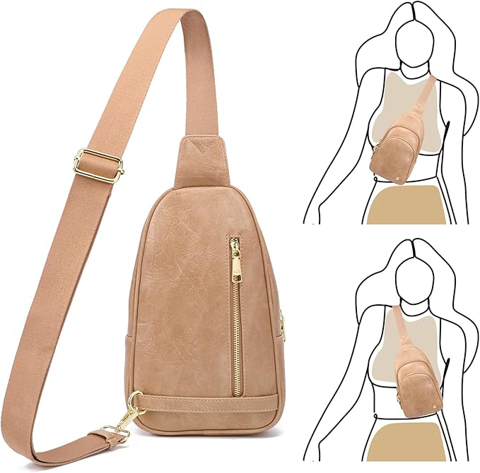 INICAT Crossbody Sling Bags Fanny Packs Valentine's Day Gifts Vegan Leather Travel Vacation Essentials Purses Women