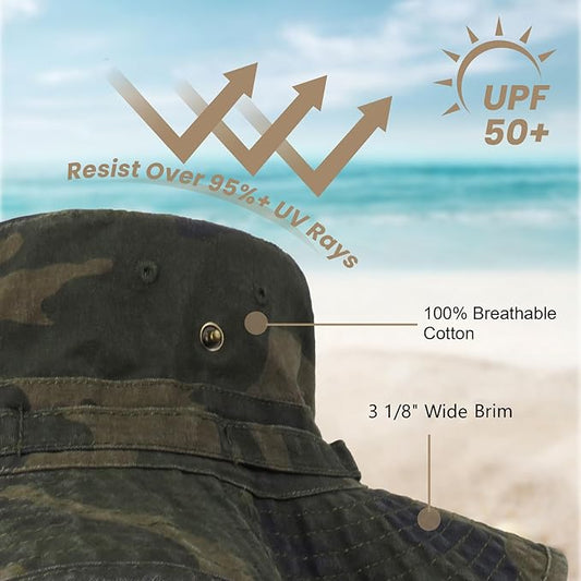 Bucket Hat Wide Brim UV Protection Sun Hat Boonie Hats Fishing Hiking Safari Outdoor Hats for Men and Women