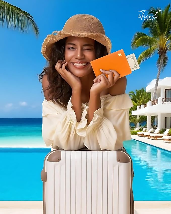 PU Leather Passport Holder Covers Case, Waterproof Rfid Blocking Travel Wallet Passport Holder(Orange)