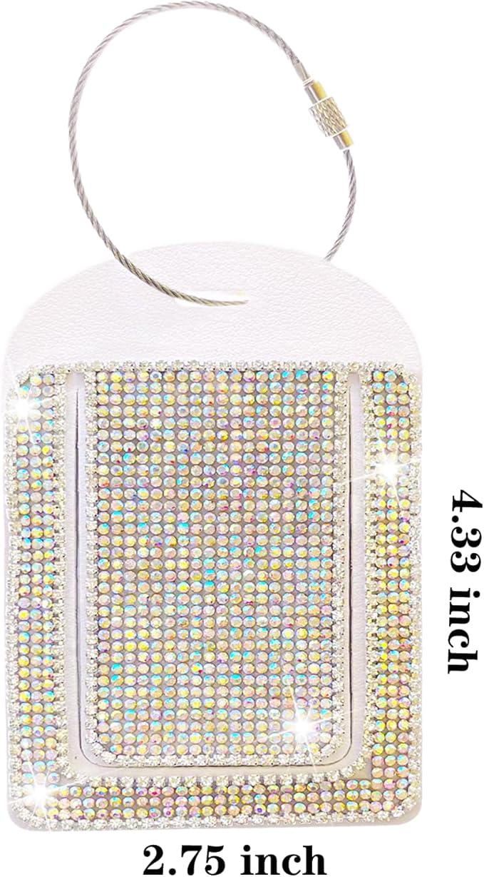 Glittering Silver Diamond Luggage Tag - Sparkling Rhinestone, Bling Baggage Identifier for Suitcases & Handbags & Backpack - Stylish Travel Accessory, 1 Pcs