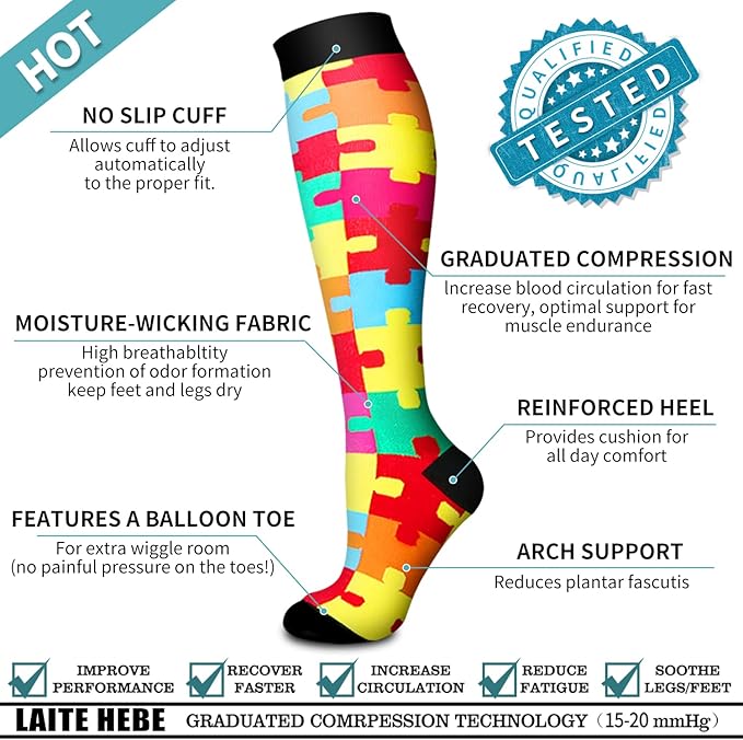 Laite Hebe Compression Socks For Women& Men circulation(8 Pairs),Socks-Best for Running,Sports,Hiking,Flight travel,Pregnancy