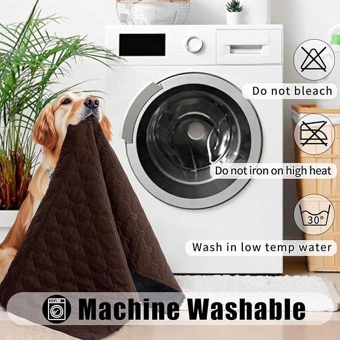 Smiry Waterproof Dog Bed Cover Blanket, Soft Reversible Pet Blanket, Washable Leakproof Cats Dogs Couch Cover for Sofa, Couch, Furniture, Plaid (82x82 Inch, Chocolate/Dark Grey)