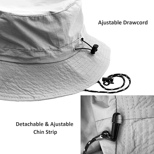 woogwin Waterproof Bucket Rain Hat with Chin Strap Quick Dry Packable Boonie Sun Hat Safari Hat UV Protection