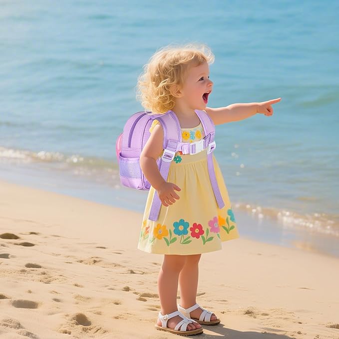 Accmor Toddler Leash Backpack with Anti Lost Wrist Link, 4 in 1 Children Back Pack Cute Peach Safety Walking Harness Bag, Kids Travel Essential Mini Rucksack with Strap Tether for Baby Girls