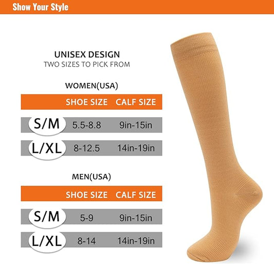 fenglaoda Compression Socks for Women Men 3 Pairs Graduated Compression Support Circulation Socks for Nurses