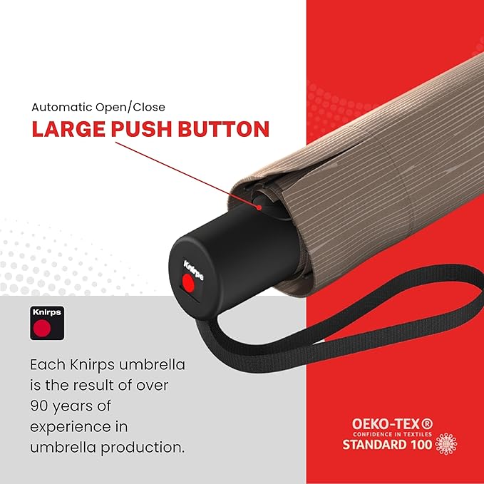 Knirps A.200 Medium Duomatic Windproof Umbrella for Adults – Automatic Open Close 38.5" Canopy, Travel Case Included