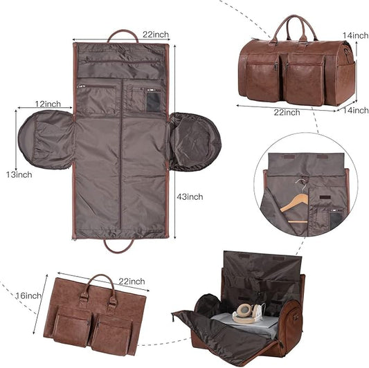 seyfocnia Convertible Travel Garment Bag,Carry on Garment Duffel Bag for Men Women - 2 in 1 Hanging Suitcase Suit Business Travel Bag