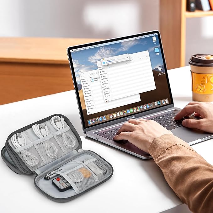 Skycase Electronic Organizer Travel Case - Waterproof Travel Cord Pouches for Organization, Cable Organizer, All-in-One Double Layers Storage Bag for Accessories, Charger, Cable, Deepgrey
