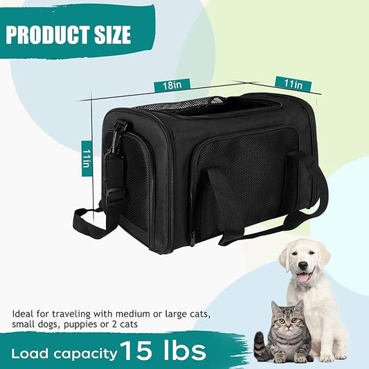Top tasta Dog Cat Carrier Pet Carriers for Small Medium Large Cats Dogs Carrier Soft Sided Small Puppy Dog Carrier Portable Foldable Airline Approved Dog Cat Travel Carrier Black Medium