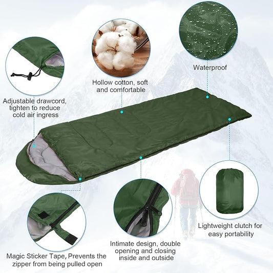VitalCozy 24 Pcs Sleeping Bags for Adults Bulk Lightweight Waterproof Backpacking Camping Sleeping Bag with Compression Sack, Portable Compact for Winter Hiking Outdoor Camping Essential