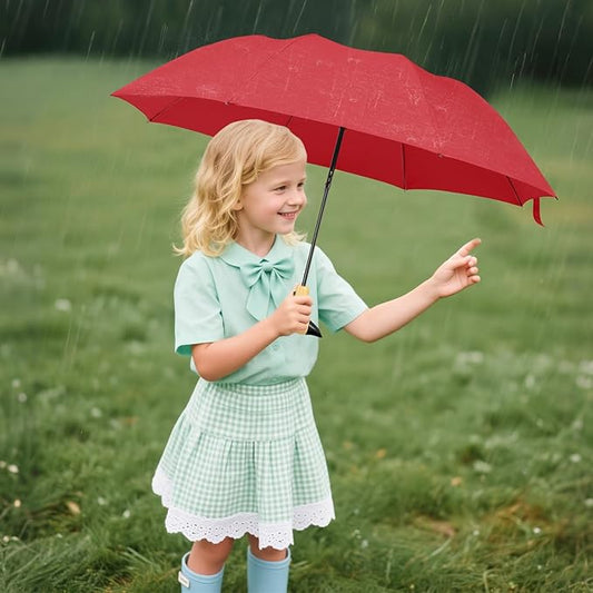 Duck Handle Umbrella Kids - Compact Portable Folding Lightweight Small Strong Wooden Duck Windproof Travel Umbrella for Kids Gifts