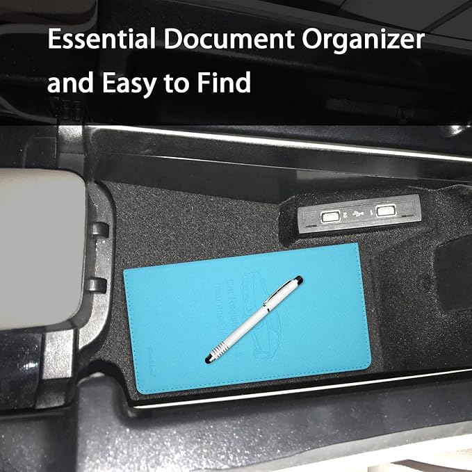 Car Insurance and Registration Holder, 9.5 x 5 Inch PU Leather Vehicle Glove Box Organizer Wallet Case for Insurance Card, Driver License, Paperwork - Mint Green