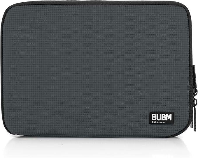 BUBM Double Layer Electronic Accessories Organizer, Travel Gear Bag for Cables, USB Flash Drive, Plug and More, Perfect Size Fits for iPad mini (Medium, Gray)